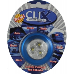 BLUE BATTERY POWERED 3 LED CLIX POD